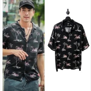 H&M Black Palm Tree Men's Shirt Size Small